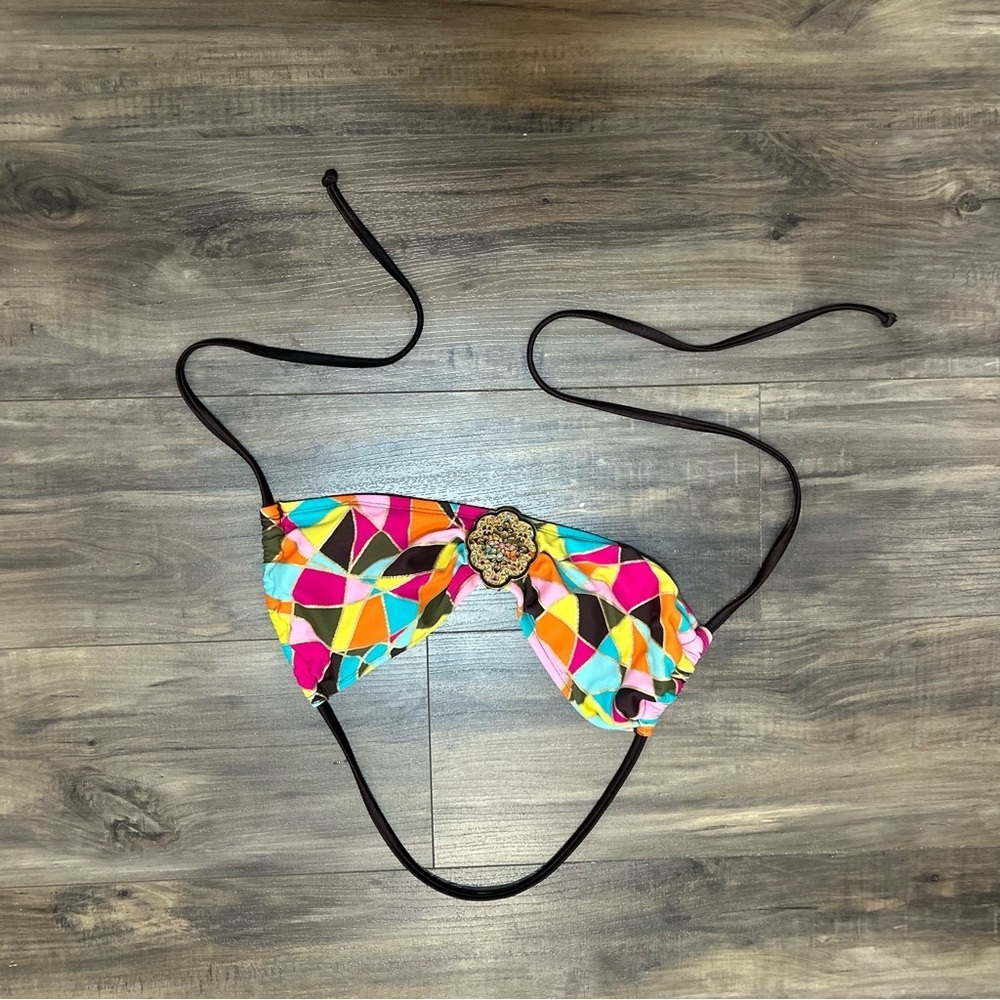 Women’s Multicolor Geometric Triangle Bikini Top - Picture 2 of 6